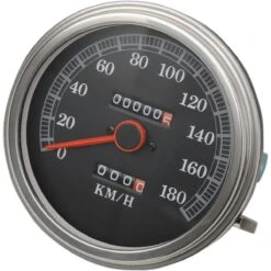 Drag Specialties 5in. Dash Mount Speedometer Km/h - 2:1 Ratio - 89-95 Face - 2210-0345